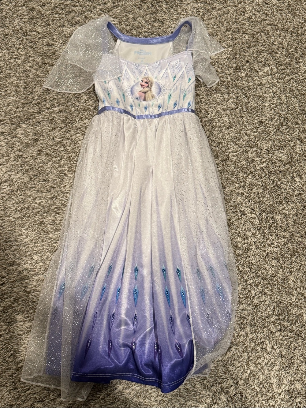 Disney Frozen Elsa Sparkle Nightgown - White & Purple with Blue Accents